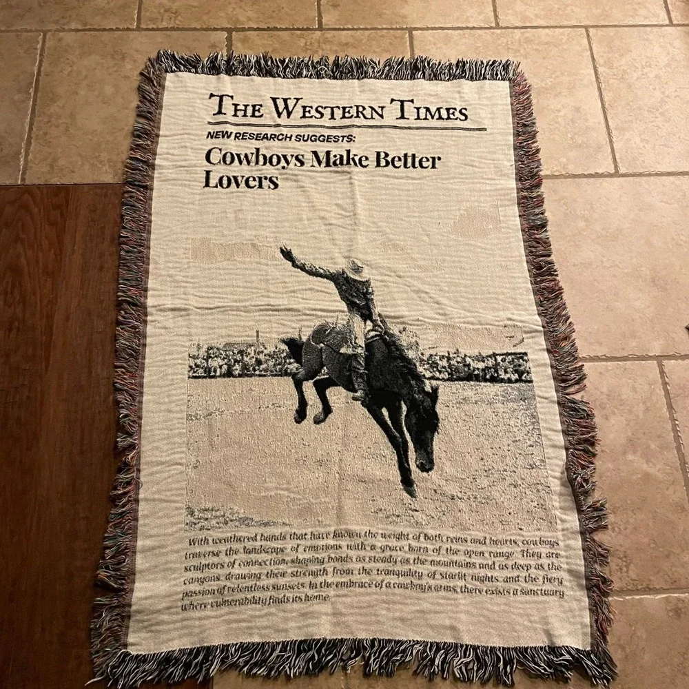 Western Times Cowboys Make Better Lovers Woven Throw Blanket‎ Fringe